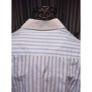 Nautica Classic Fit Striped Dress Shirt Men's Size 151/2 32/33 BL/WH Button Down